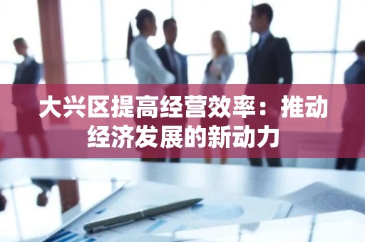 大兴区提高经营效率：推动经济发展的新动力