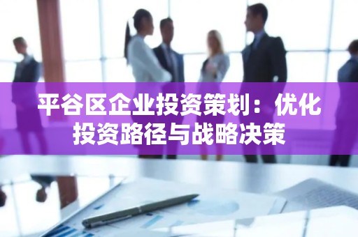 平谷区企业投资策划：优化投资路径与战略决策