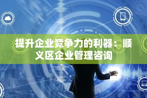 提升企业竞争力的利器：顺义区企业管理咨询